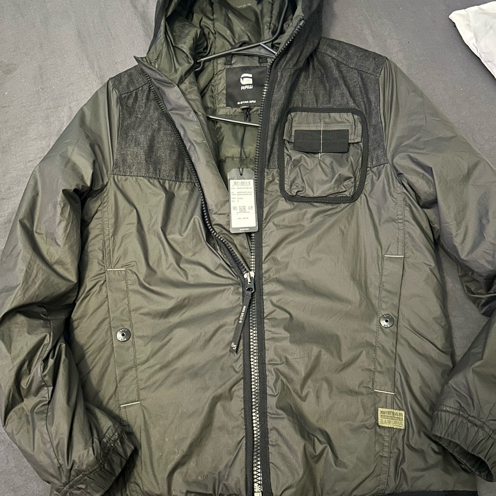 BRAND NEW G-Star Black Windbreaker Jacket with Stand-up Collar